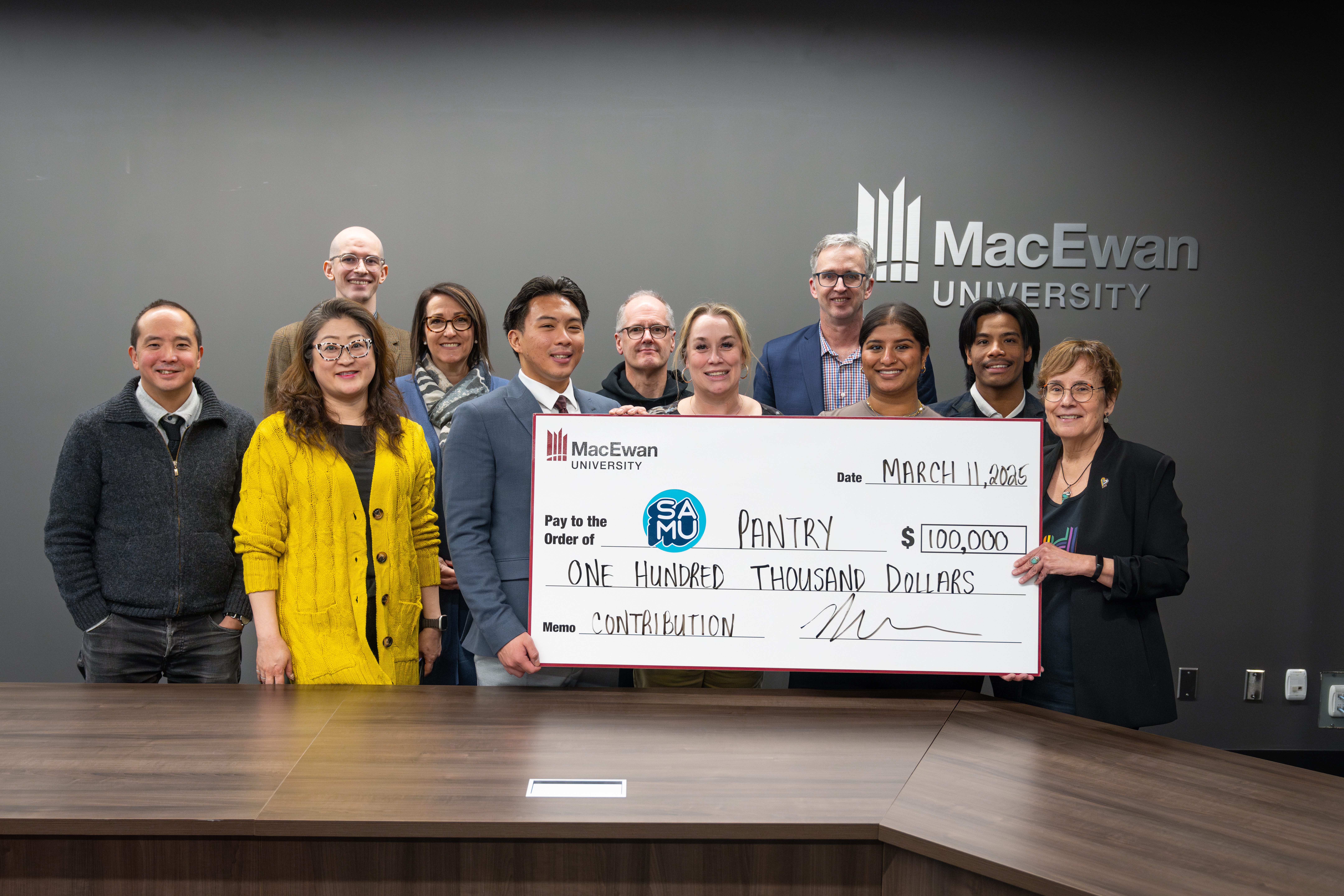 Macewan donation helps SAMU with student food Insecurity
